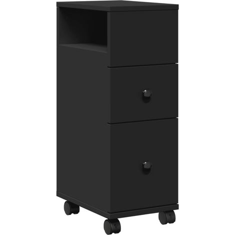 Maison Exclusive - Mobile da Bagno Stretto con Ruote Nero in Truciolato