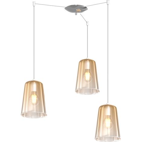 Sospensione Contemporanea Shaded Metallo Cromo Vetro Ambra 3 Luci E27 (1/3)