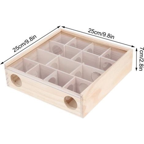 Jouet pour hamster - - Labyrinthe en bois naturel - Interactif - 16 trous d'entrée - 13 compartiments (1/4)