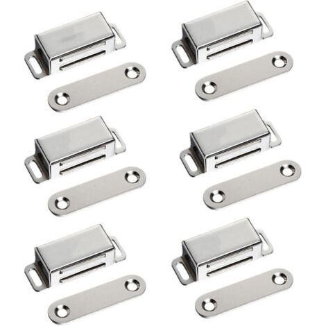 Magnétique Porte Placard Aimant 10kg Acier Inoxydable (6 Pièces) avec Vis de Fixation - Loquet Fort et Durable (1/4)