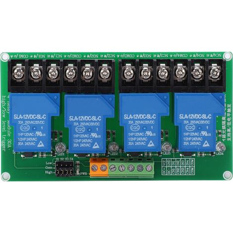 Module relais 4 canaux 12V à déclenchement haut/bas niveau, contrôle automatique de circuit, composant électronique. (1/5)