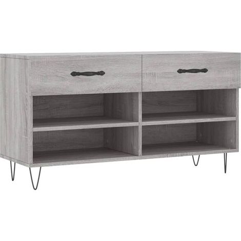 Tabouret à chaussures gris Sonoma, dimensions 102x35x55 cm, en bois composite. (1/5)