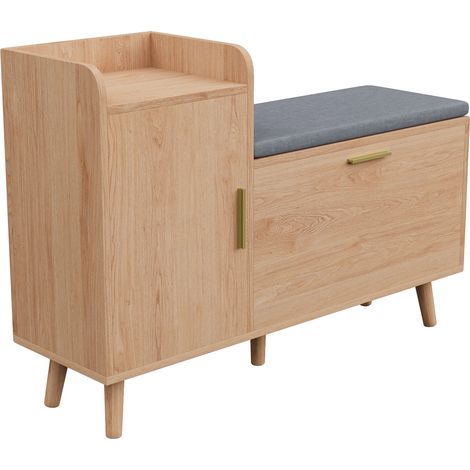 Meuble à chaussures, Design moderne, Solution de rangement autonome, Couleur bois (1/2)