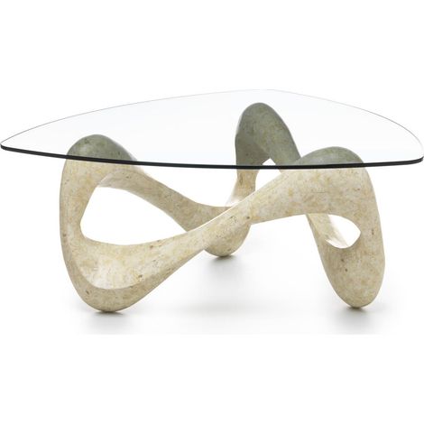 Transparent-beige Couchtisch 100 cm x 100 cm H. 42,5 cm (1/5)