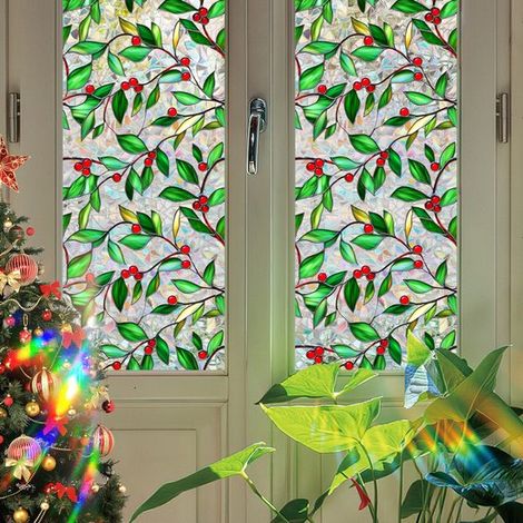 Pellicola adesiva statica per finestre - Adesivo decorativo in PVC effetto vetro colorato per la privacy - 43 x 100 cm (1/5)