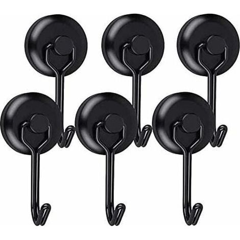 Crochet magnétique puissant, aimant de réfrigérateur pivotant, crochet magnétique en néodyme noir, crochets magnétiques pour torchon de cuisine, tablette, 6 pièces T-Audace (1/4)