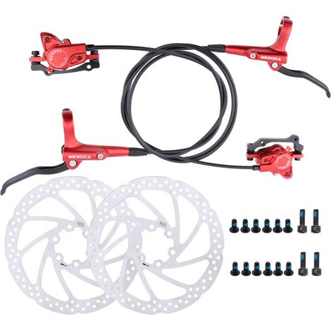 (Rosso) Set di freni a disco idraulici per mountain bike, freno a disco per bicicletta