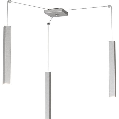 Sospensione Moderna Square Tube Metallo Grigio 3 Luci Gu10 (1/4)