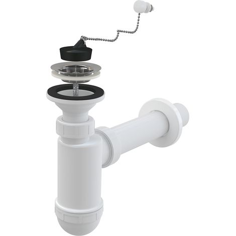 Alcadrain Flaschengeruchverschluss für die Waschbecken DN40 mit einem Edelstahlgitter DN63, Kette