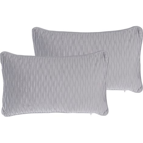 Conjunto de 2 cojines decorativos patrón gris rectángulo 30 x 50 cm accesorios decoración tradicional moderna Motari