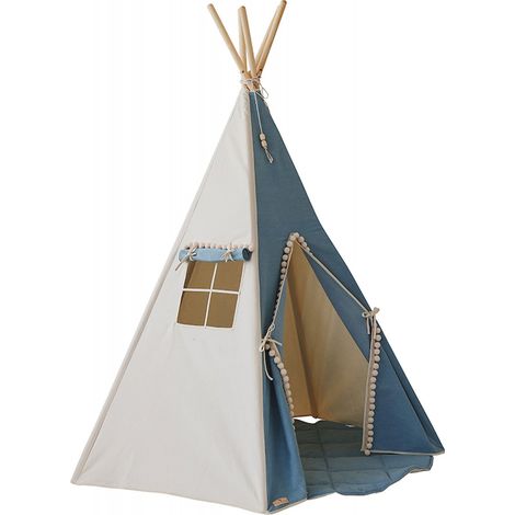 Tente tipi enfant natural colors - Bleu (1/5)