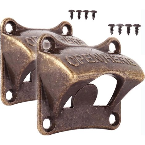 2 Pieces Wall Mounted Bottle Opener, Wall Mounted Bottle Opener with Screws, Retro Design Beer Corkscrew, for Bars, Restaurants, Cafes, Kitchens (1/5)