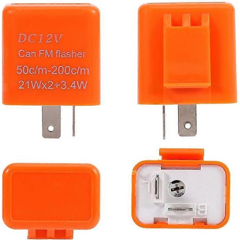 Relais clignotant universel pour moto, 2 broches, vitesse réglable, LED, 12 V, orange