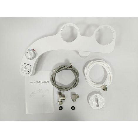 Toilettes bidet non électriques - Toilettes de style japonais - Deux buses autonettoyantes - Conception à boutons - Facile à utiliser (Blanc) (1/4)