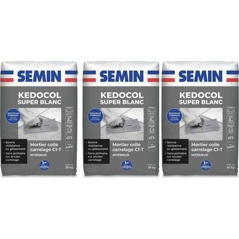 Mortier Colle pour Carrelage Kedocol Super Blanc Semin, Poudre, Intérieur, sac de 25 kg, Lot de 3 (1/5)