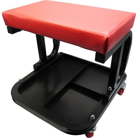 Garage Workshop Stool Seat With Storage (Mechanic Rolling Creeper Automotive Wheels Padded) (1/5)