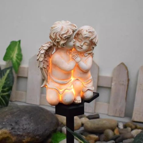 Solar-Gartenleuchten, Außendekoration, Engelsfigur, Einweihungsdekoration für Terrasse, Rasen, Hof, Auffahrt, Geschenkidee für Gartenmutter, Oma
