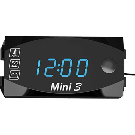 BEBUSINGOTO Medidor digital para motocicleta - Medidor universal para motocicleta, 6 V-30 V, reloj electrónico para motocicleta, termómetro, voltímetro, IP67, resistente al polvo y al agua, reloj LED (1/4)