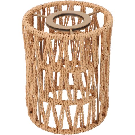 Lot de 4 abat-jour rétro imitation rotin style bohème tissés à la main pour lampadaires, lustres, lampes de table et appliques murales (1/5)