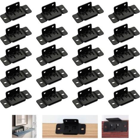 Metal Bracket, Reinforced Assembly Bracket, Wall Shelf Bracket, Fixing Bracket for Corner Mounting Wood Bracket Furniture Table Chair Bookcase, Black, 20 Pieces (1/5)