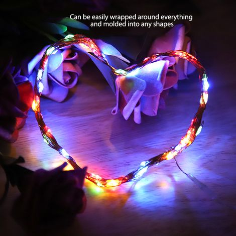 Guirlande lumineuse de 5 m avec 50 LED, fil de cuivre, pour décoration intérieure de Noël et autres fêtes, couleurs vives. (1/5)
