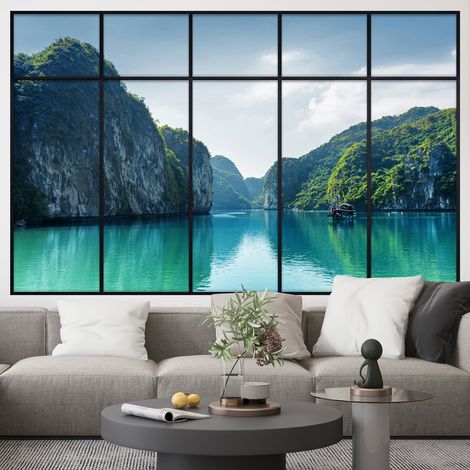 Stickers Trompe l'oeil fenêtre verrière - Paysage - 60 x 95 cm (1/5)