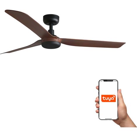 Faro Punt Système intelligent Tuya à 3 lames, noir mat et noyer (1/3)