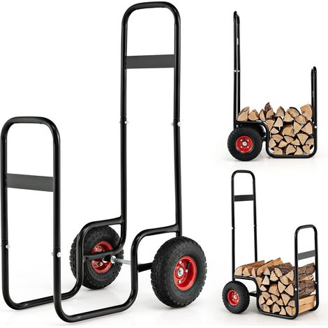 Costway – Chariot à bûches 136 kg – Roues en caoutchouc tout-terrain – Cadre métallique antirouille – Conception ergonomique pour transport facile (1/5)