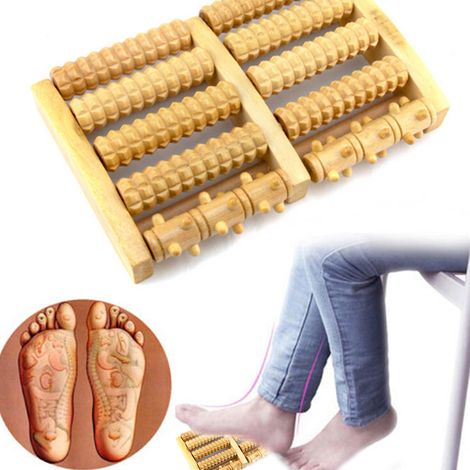Rouleau de massage des pieds en bois double Acupression Réflexologie Outil de Relaxation (1/5)