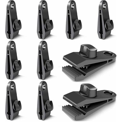 10pcs pinces à bâche pinces à bâche crochets à bâche pinces coupe-vent pour tentes camping coupe-vent accessoires de pince à soleil (noir)-Fei Yu (1/4)