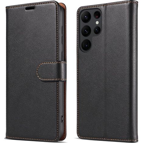 Klapphülle für Samsung Galaxy S23 Ultra 5G, schwarzes PU-Leder, SM-S918B (1/5)