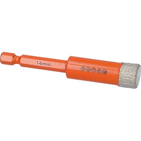 Diamantbohrkrone Special Orange 1/4 Bit-Aufnahme Fliesen, Keramik, Feinsteinzeug 14 mm