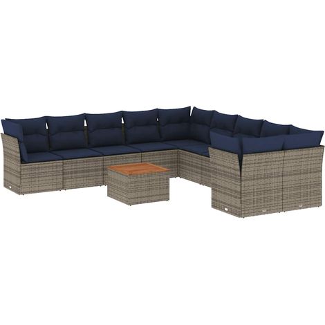 Maison Exclusive - Set Divani da Giardino 11 pz con Cuscini in Polyrattan Grigio (1/5)