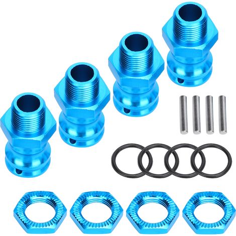 4 adaptateurs d'extension de roue hexagonaux 17 mm x 23 mm en alliage d'aluminium pour voiture RC 1/8 (bleu) (1/5)