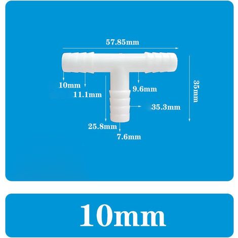 LYERCW - Raccord en T : accessoire de tuyau en plastique, pour une connexion et une dérivation faciles des tuyaux de 10 mm, 2 pièces.