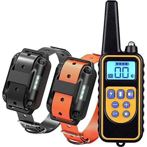 Collier dressage chien-800m collier d\'entraînement à distance rechargeables et 100% imperméables 100% Imperméables, pour deux chiens (1/3)