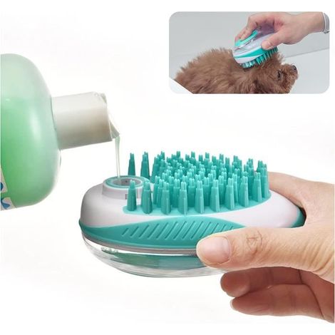 Brosse de bain pour animal domestique - Avec poils en silicone extra doux - Pour chiens et chats. (1/2)