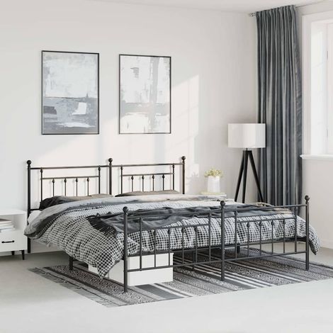 Estructura cama sin colchón con estribo metal negro 183x213 cm (1/5)