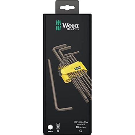 Wera 950/13 Hex-Plus Imperial 1 Innen-Sechskant Winkelschraubendreher-Set 3/8 Zoll, 5/16 Zoll, 1/16