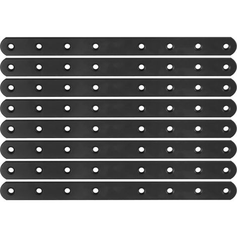 Juego de 8 escuadras planas y rectas de acero inoxidable negro para muebles de madera, 24,6 x 1,95 cm. (1/4)