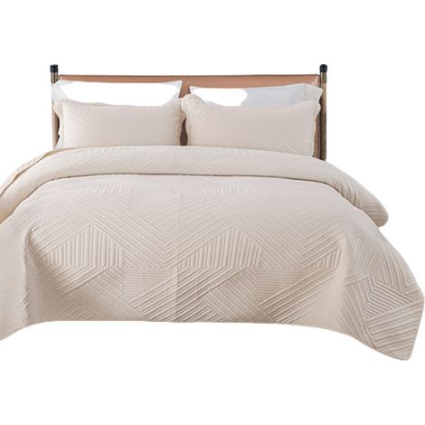 Filiyano – oreiller – Couvre-lit/couverture, ensemble lot x3, couette matelassée 220x240cm avec 2 taies d'oreiller (1/5)