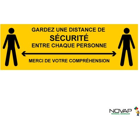 Panneau Garder une distance de sécurité - Jaune - spécial sol - 450x150 mm - 4007588