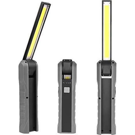 Lampe LED Rechargeable, Baladeuse LED Rechargeable COB Torche Lampe de Poche avec Base Magnétique 3 Modes Pliable à 210 degrés pour Camping, Réparation Automobile, d'urgence (1/4)