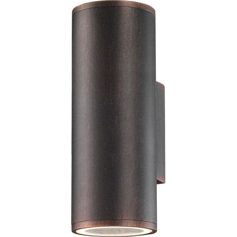 Merano Clara Applique murale d'extérieur à 2 lumières en aluminium marron antique en verre LED GU10 2x7W IP54