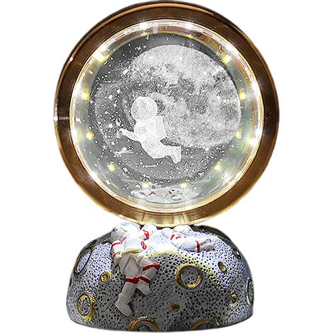 Sphère Lumineuse Astronaute 3D Tourne, Décoration Bureau Créative, Cadeau Fête Original (Voyage À Travers Les Étoiles)-KZQ (1/2)