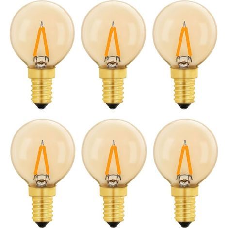 G40 Vintage Mini E14 LED Bulb 1W, Amber Edison E14 Replacement Bulb 10W for Decorative Lights, Warm White 2200K, Non-Dimmable, Pack of 6 (1/4)