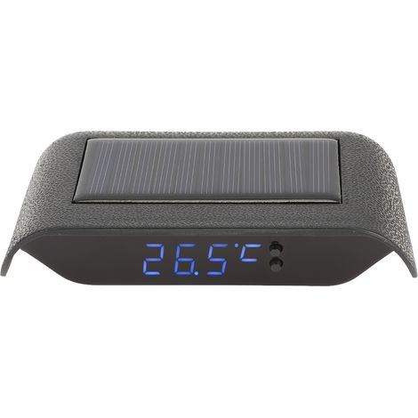 Horloge solaire portable à LED lumineuse, horloge numérique pour véhicule, voiture, camion, accessoire de décoration, bleu (1/5)