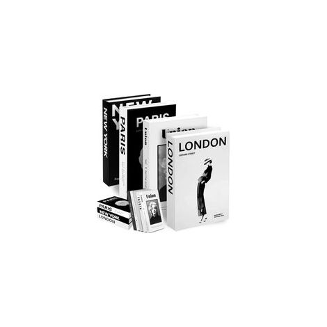 4 dekorative Bücher, Faltbuch-Imitationen, Pappe, schwarz-weiß, für Couchtische und Regale (1/5)