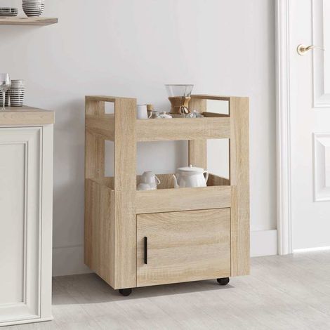 Chariot de cuisine-Desserte de Cuisine-Meuble de Rangement Chêne sonoma 60x45x80 cm Bois d'ingénierie 677929 (1/5)