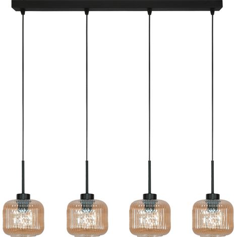 Beka Amber 15-011 Schwarze Hängeleuchte mit bernsteinfarbenem Glasschirm